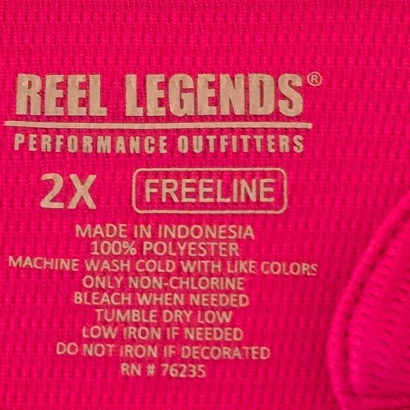 Reel Legends Womens Freeline Mandarin Short Sleeve Pink Top 2X - Picture 2 of 11